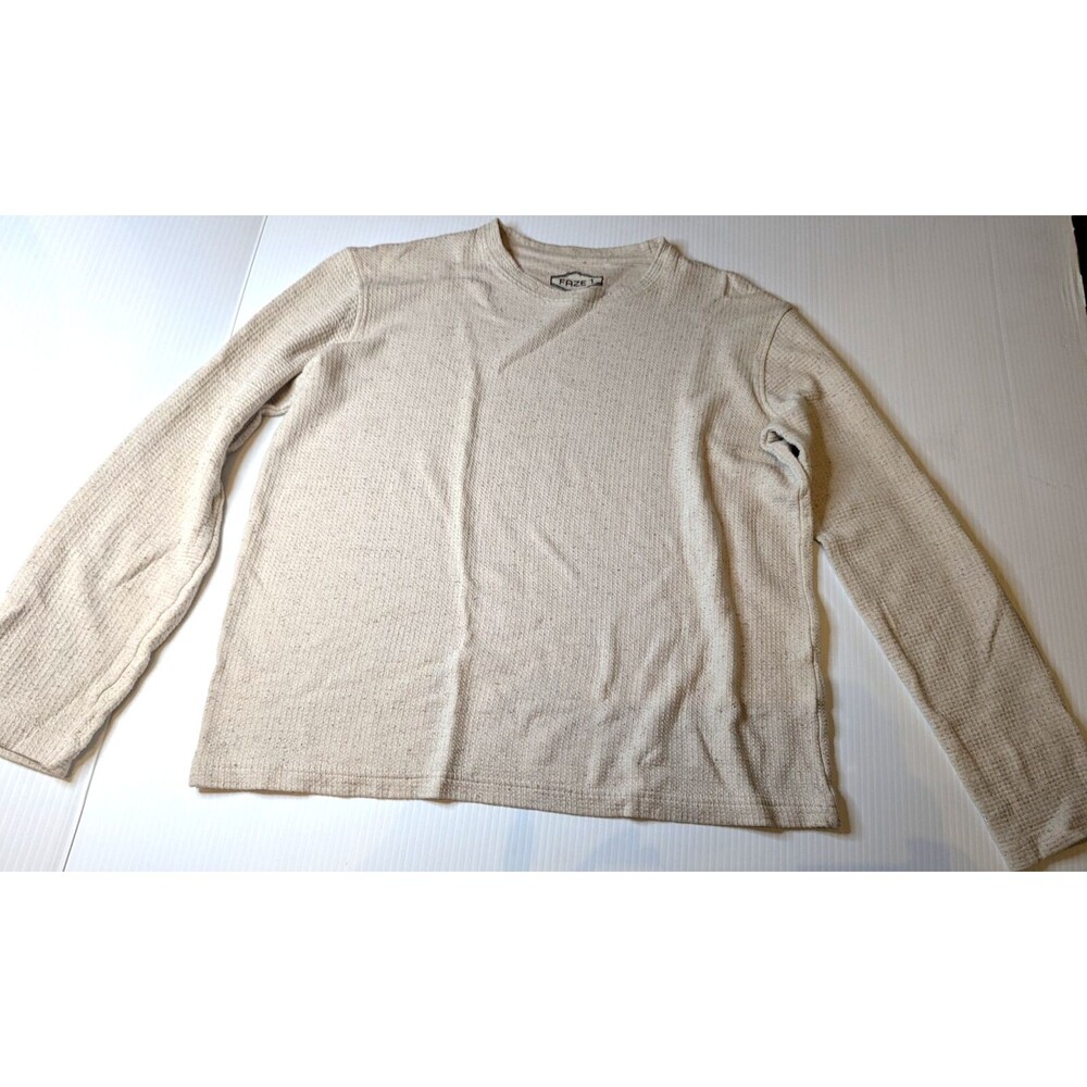 Faze 1 Mens Shirt Top Crew Neck Long Sleeve Natural Heather Comfort Lounge Soft